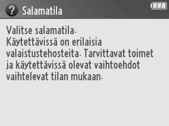 Paluu edelliseen näyttöön Kun haluat peruuttaa ja palata edelliseen näyttöön oikealla kuvatun näytön kaltaisissa näytöissä,