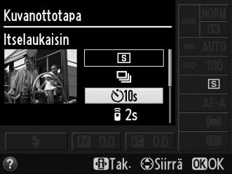 Itselaukaisin- ja kauko-ohjaintilat Itselaukaisin ja erikseen myytävä ML-L3-kauko-ohjain (0 73) antavat kuvaajalle mahdollisuuden olla matkan päässä kamerasta, kun kuva otetaan.