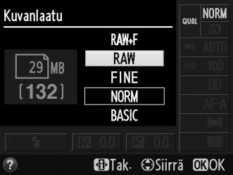 Kuvanlaatu ja kuvakoko Kuvanlaatu ja kuvakoko määrittävät yhdessä, kuinka paljon tilaa valokuvat vievät muistikortilta.