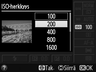 ISO-herkkyys Digitaalikamerassa ISO-herkkyys vastaa tavallisen kameran filmin valoherkkyyttä.
