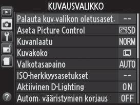 G-painike 2 Korosta käytössä olevan valikon