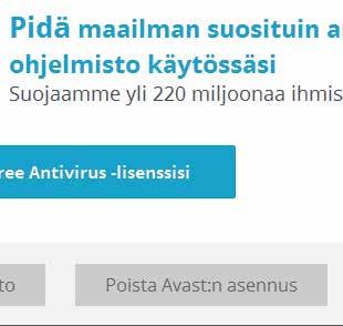 Etsi ja valitse luettelosta virustorjuntaohjelma ja valitse Poista