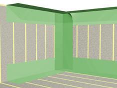Kiinnitä ensin kokonainen ilmansulkupaperi (puolet seinälle ja lattiaan tai kattoon) yhden seinän