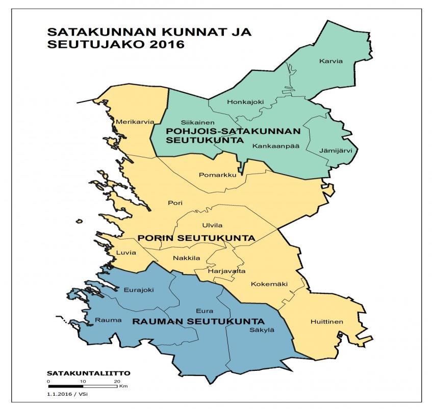 Satakunnan alueprofiili lapsi- ja perhepalveluissa Satakunta alueena koostuu kolmesta seutukunnasta, 17 kuntaa, asukkaita yhteensä n.