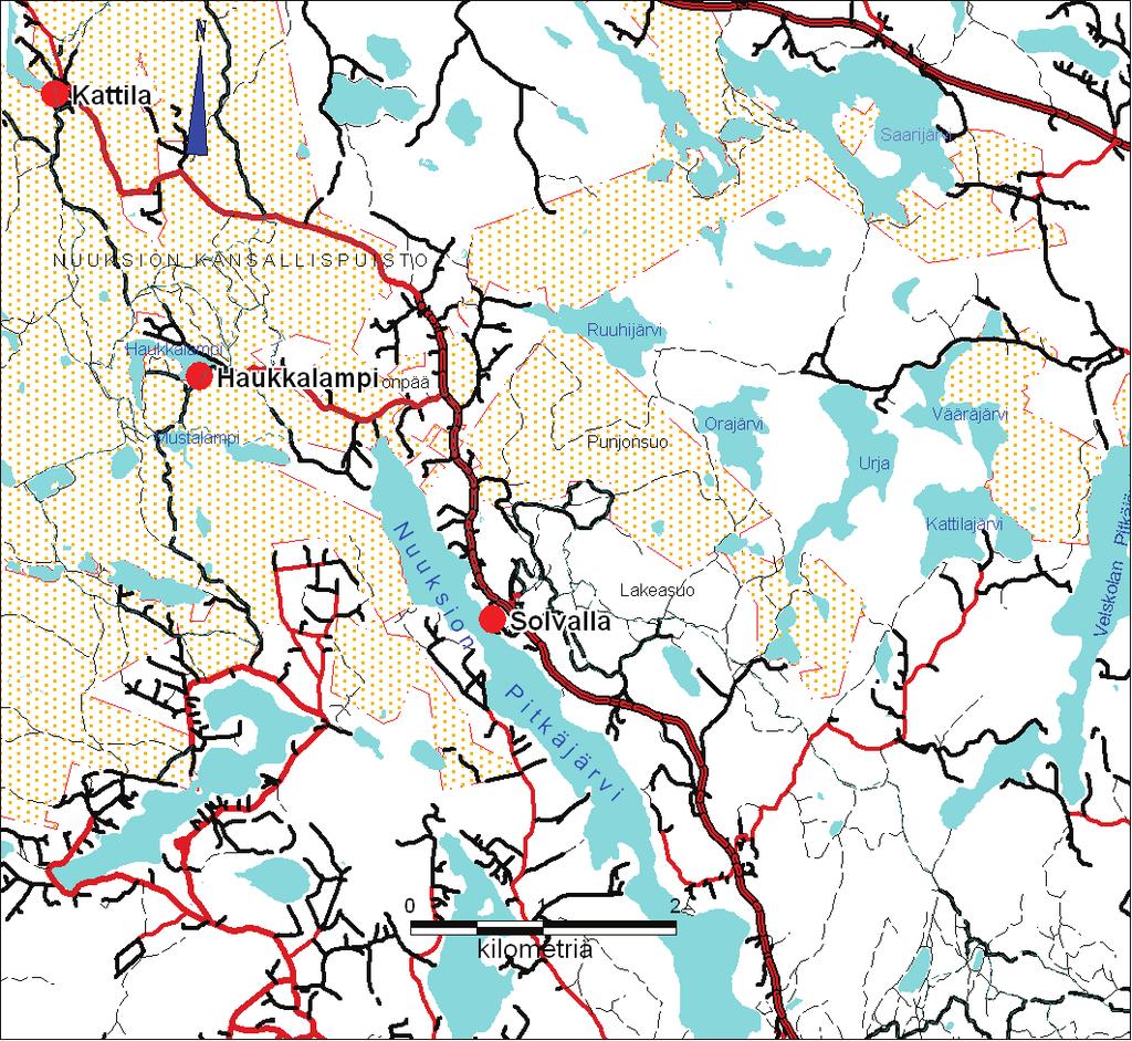 3 Selvitysalueen sijainti Luontokeskukselle kaavoitettava tontti sijaitsee Espoon Nuuksion kaupunginosassa, aivan Solvallan urheiluopiston rakennusten vieressä.