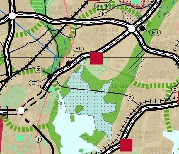 ohjeellisen linjauksen 400 k voimalinja Raakavesitunneli Jätevesitunneli Natura 2000 verkostoon kuuluva tai ehdotettu alue Kulttuuriympäristön tai maiseman vaalimisen