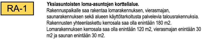 Nosto Consulting Oy 12 (15) Palvelut Kerrosalat Ranta-asemakaavassa on osoitettu kuusi loma-asuntojen rakennuspaikkaa (RA-1), joille on kullekin osoitettu rakennusoikeutta enintään 180 k-m².