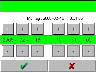 Käyttö 4 51 Aseta päivämäärä / kellonaika Päivämäärä ja kellonaika voidaan asettaa painikkeilla +/-.