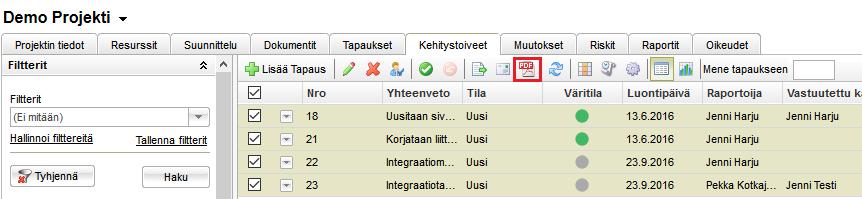 Tapaukset Helpompi ja kattavampi pdf tulostus Olemme saaneet arvokasta palautetta tapausten pdf-tulostuksesta ja palautteiden perusteella olemme tehneet seuraavat parannukset: - Voit tulostaa useita