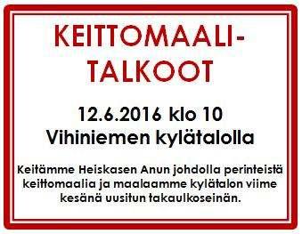 TAPAHTUMAKALENTERI TOUKOKUU TAPAHTUMA PAIKKA Lauantaisin klo 16-17 Taikkis-jumppa Vihiniemen kylätalo La 28.5. klo 9 Lounean valokaapeli-info Vihiniemen kylätalo La 28.