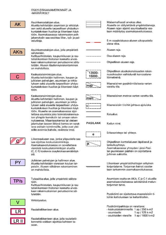 48 Keski-Pasila, osayleiskaavaehdotus, osayleiskaavamerkinnät ja -määräykset.