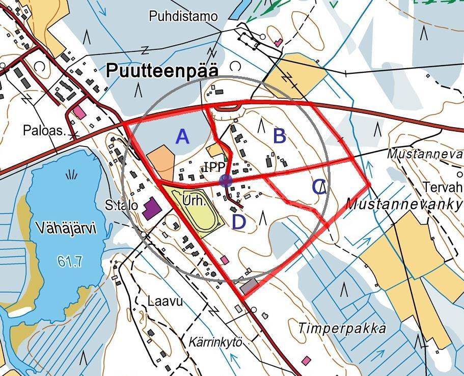 Lähietsintäalueen lhkminen 2. Reittietsintä Kaikki etsittävältä alueelta lähtevät reitit (plut, tiet, linjat yms.