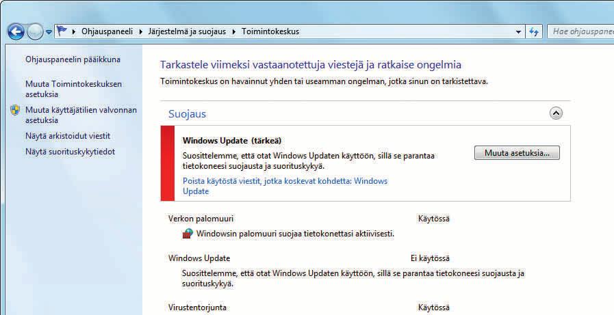 Muistitko päivitykset? Pc:n käyttäjien yleinen ongelma on se, ettei tietokoneen käyttöjärjestelmä ole ajan tasalla, ja haittaohjelmat käyttävät hyväksi Windowsin tietoturva-aukkoja.