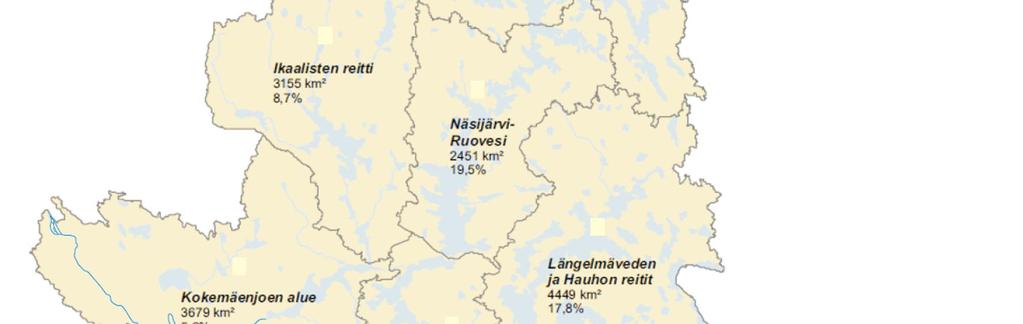 Vesistöalueeseen kuuluu Pirkanmaan ja Hämeen runsasjärviset alueet sekä vähäjärviset
