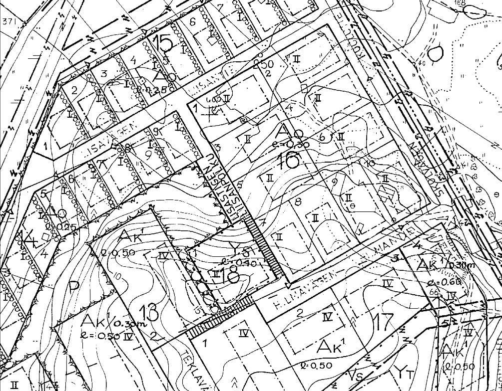 Alueella on voimassa rakennuskaava, jonka lääninhallitus vahvisti 10.5.1972 päätöksellään B-979.