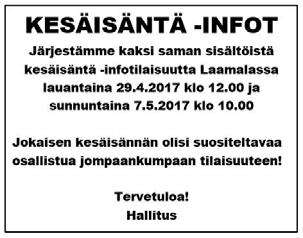 Talkoolaisia tapahtumissa on ollut mukavasti mukana mutta mielellämme otamme apua vastaan, ettei järjestelyt jäisi aina vain samojen työksi.