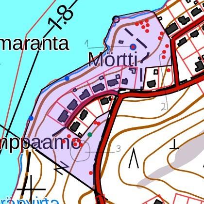 LIITE 3 Kuva 2. Selvitysalueen rajaus (varjostettu), ja havaitut liito-oravan papanapuut (punainen piste), kolopesät ja pöntöt (sininen piste) sekä risupesä (vihreä piste).