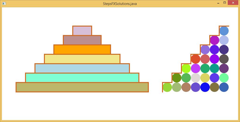 Tehtävä 4: Muuta vasemmalla olevat laskevat portaat pyramidiksi seuraavan kuvan mukaisesti.