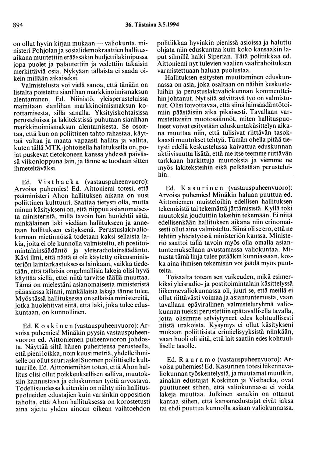894 36. Tiistaina 3.5.