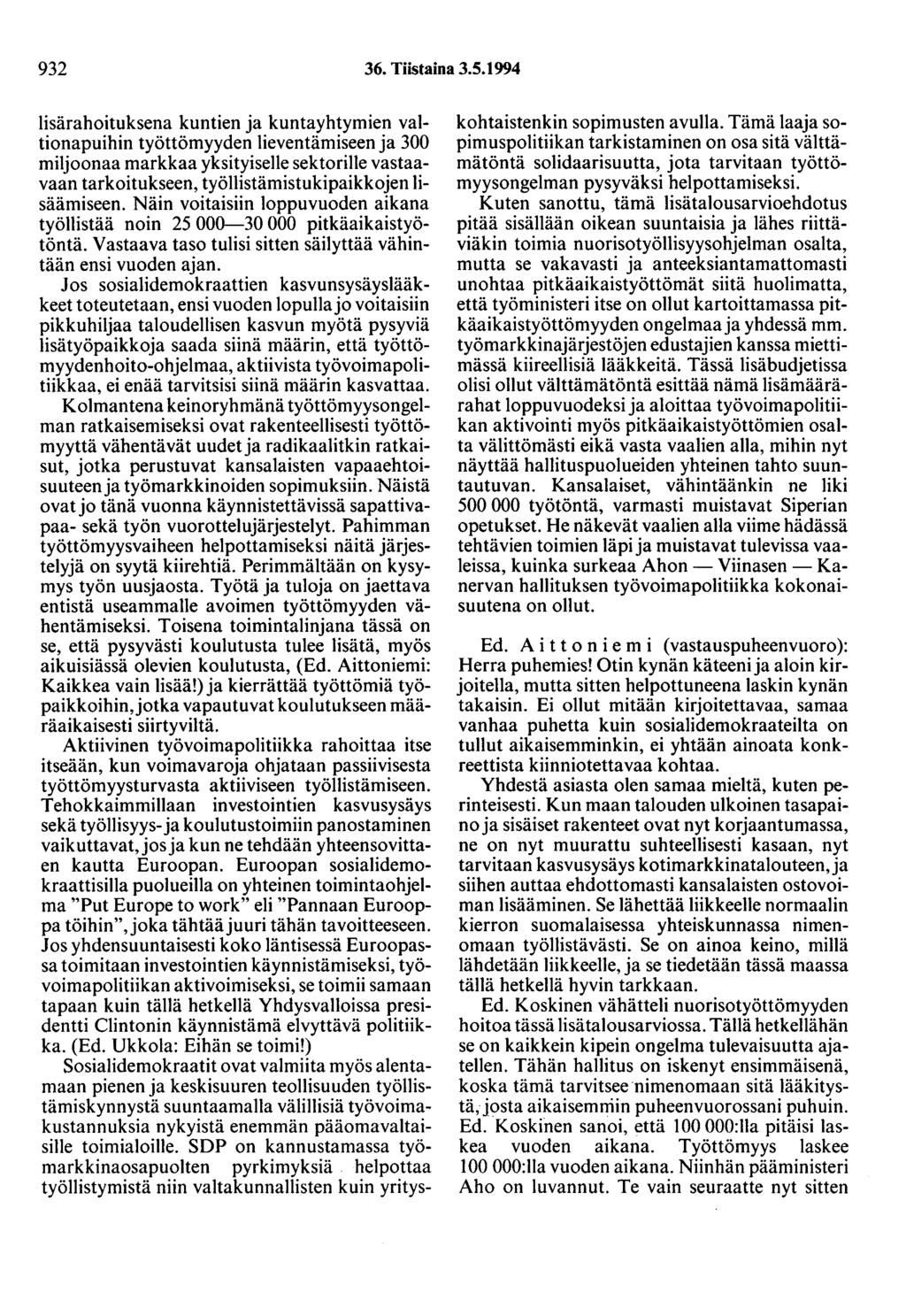 932 36. Tiistaina 3.5.