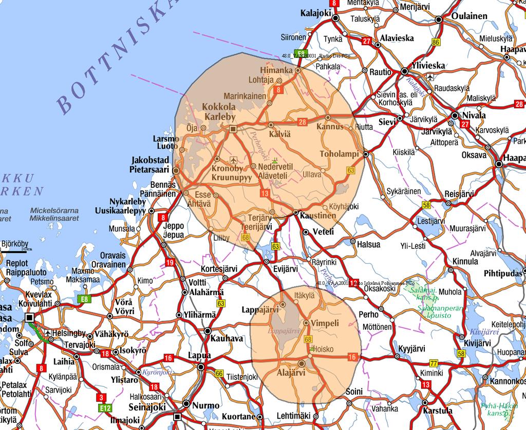 OPTIMOINTEJA RAJOITUSTEN PIENENTÄMISEKSI (2/6) Esim. 2 Nykytilanne: TK9 (nyk. Radio Dei) Kruunupyy 104,3 MHz rajoitus 150-180/10dB vs nyk.