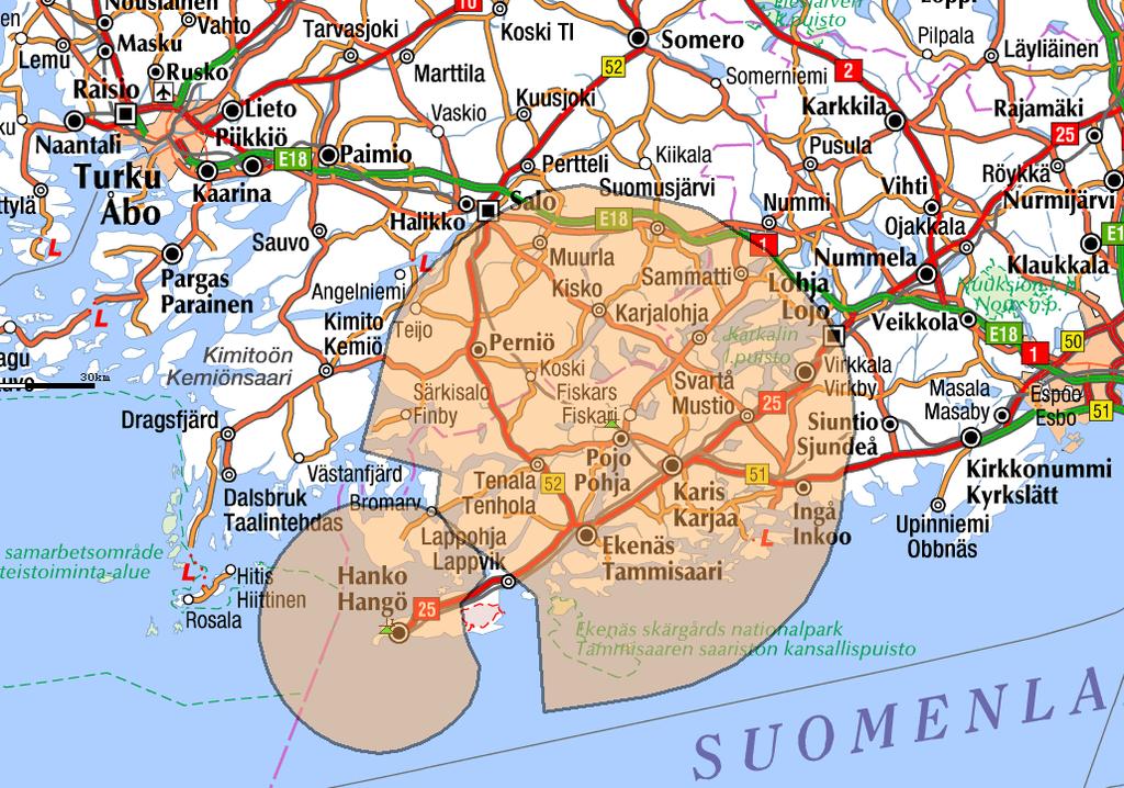 OPTIMOINTEJA RAJOITUSTEN PIENENTÄMISEKSI (6/6) Esim. 6 Nykytilanne: Radio Classic Raasepori 104,3 MHz rajoitus 200-250/6dB vs.