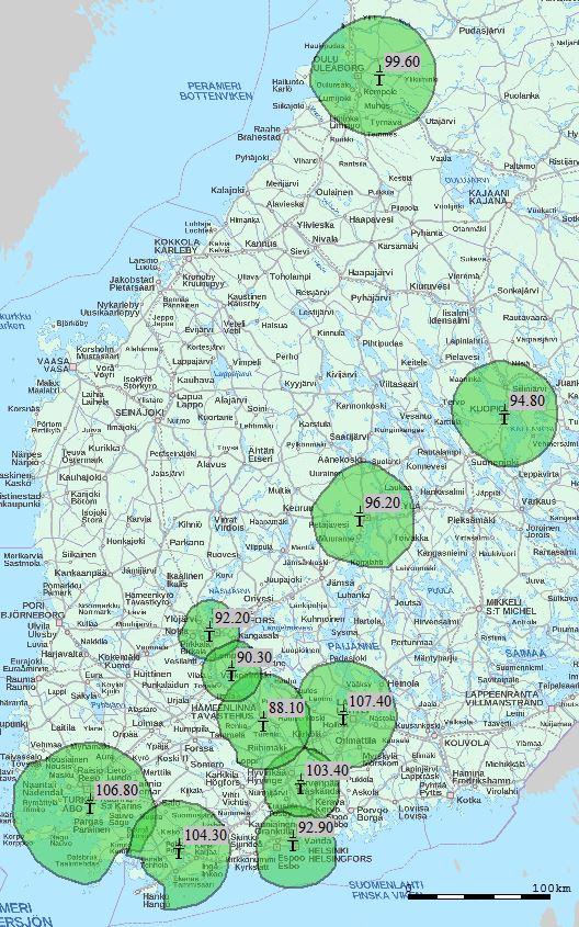 Taajuuskokonaisuus 8 (nyk. Classic) Helsinki 92.9 Hollola 107.4 Hyvinkää 103.4 Hämeenlinna 88.