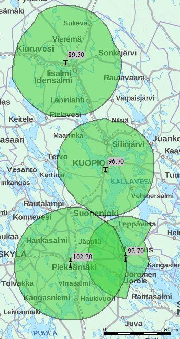 3 Varkaus 104.0 Kuopio-Iisalmi (nyk.