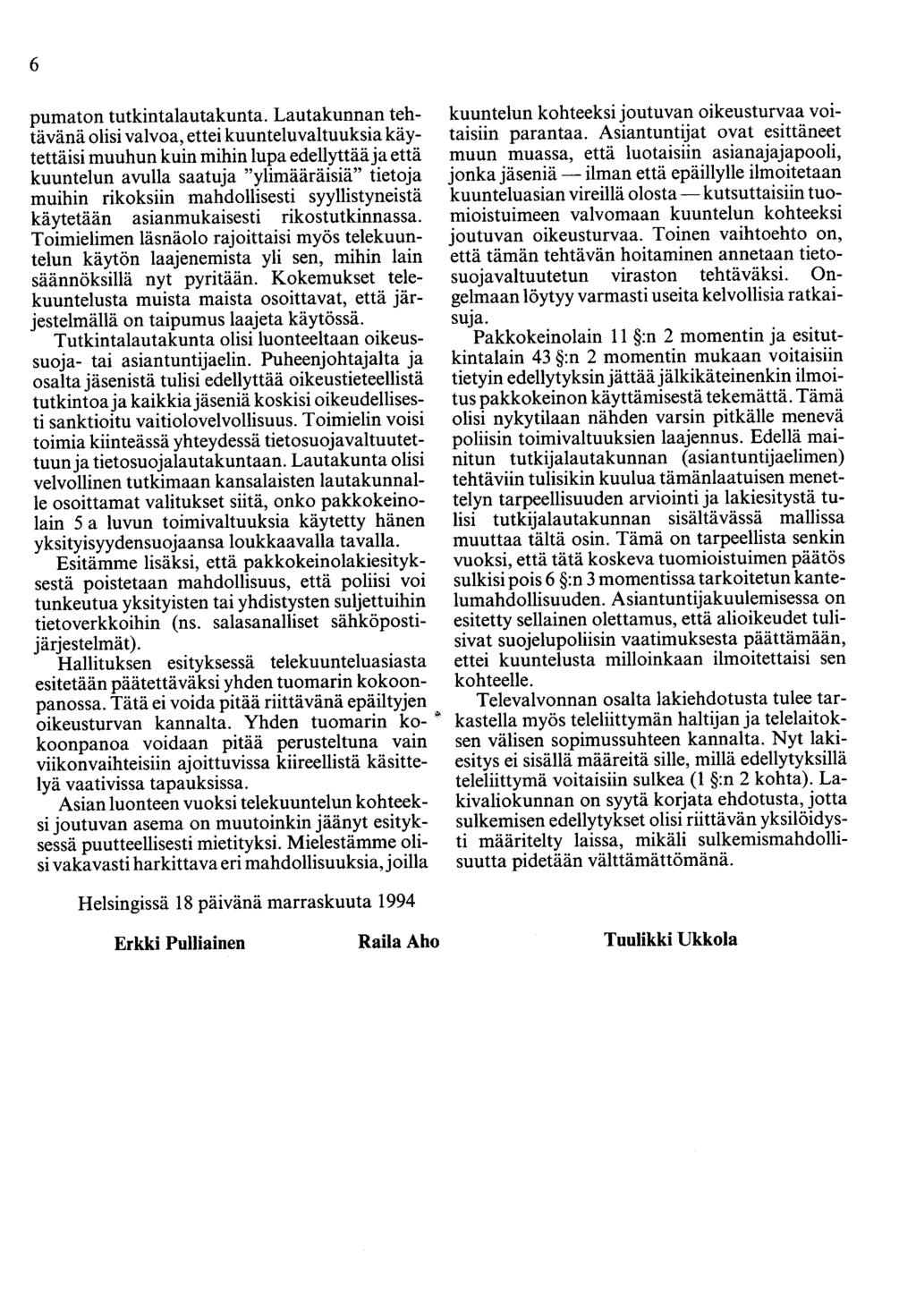 6 pumaton tutkintalautakunta.