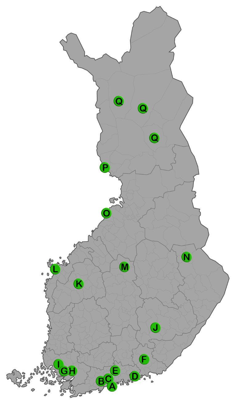 Kyselyyn osallistuneet koulut A. Helsingin kielilukio B. Etelä-Tapiolan lukio, Espoo C. Haukilahden lukio, Espoo D. Lovisa Gymnasium E. Tuusulan lukio F. Kouvolan seudun ammattiopisto, Kouvola G.