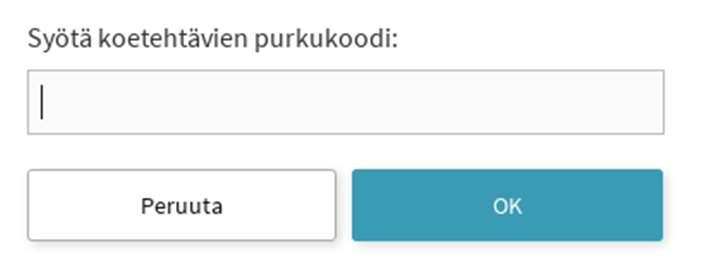 lataaminen USB-muistilta palvelimelle voi kestää jopa 30 60 sekuntia. Koejärjestelmä pyytää kokeen purkukoodia, mutta sitä ei vielä tässä vaiheessa syötetä koejärjestelmään.