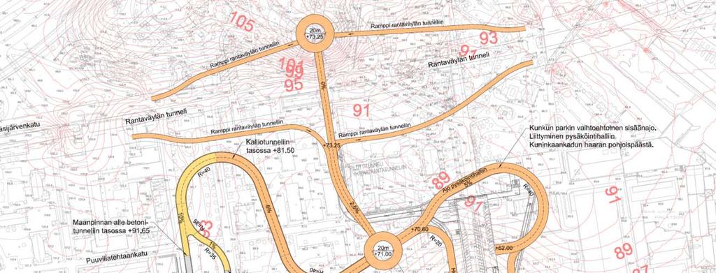 H = Hämeenpuisto Rantatunneli/Kunkun parkki H Hämeenpuisto Liikenteellinen sijainti katuverkolla Ajoyhteyden saavutettavuus ja löydettävyys Ajoyhteyden katuliittymän toimivuus ja vaikutus katuverkon