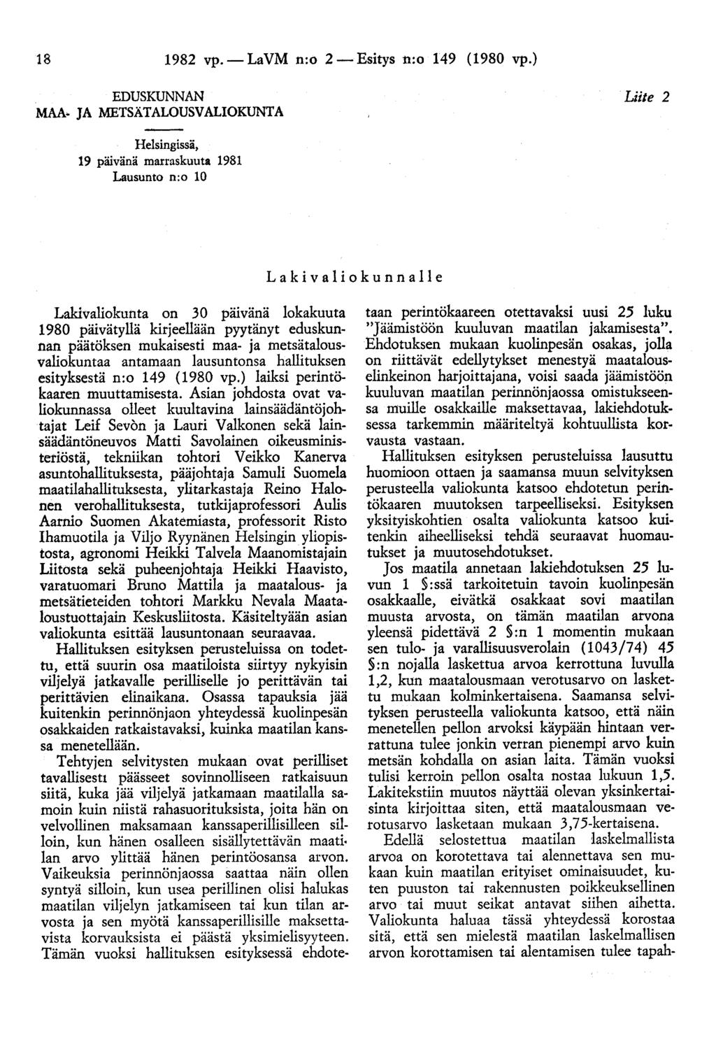 18 1982 vp.- LaVM n:o 2-Esitys n:o 149 (1980 vp.