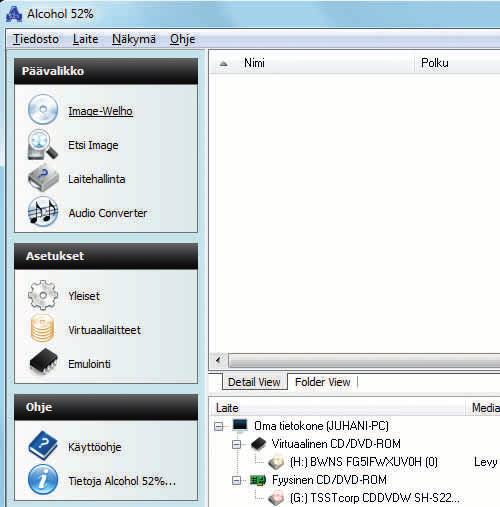 Luo levykuva seuraavasti Cd-levyn koko sisällön saa kopioitua kiintolevylle tekemällä siitä levykuvan Alcohol % -ohjelmalla.