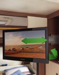 Kätevä tv-teline on mahdollista asentaa vaunuihin, joihin ei tilasyistä mahdu kääntyvällä varrella varustettua tv-telinettä