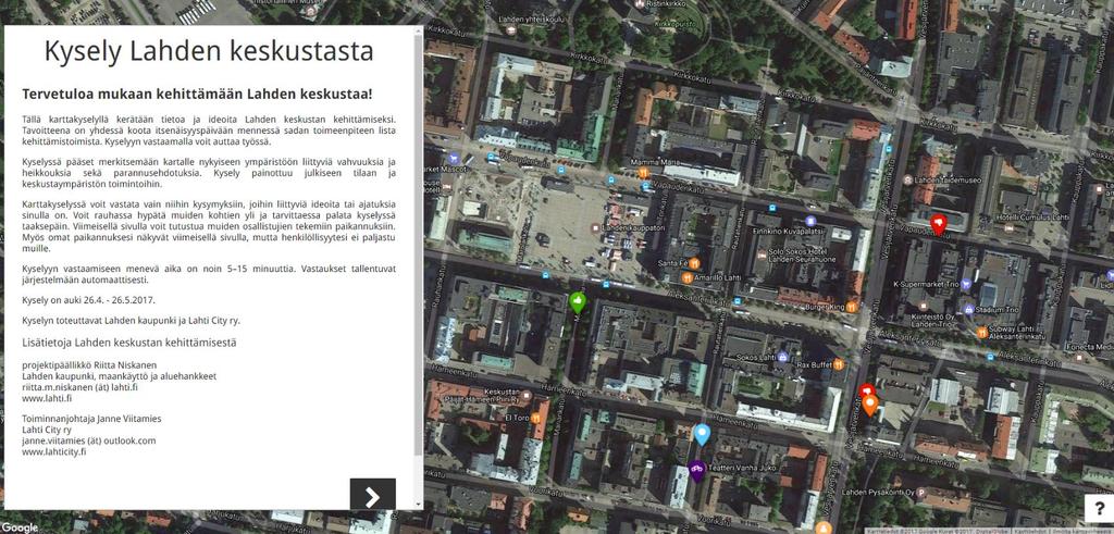 Yli 280 osallistui kertomalla näkemyksensä Kommentointi toteutettiin Maptionnairekarttakyselytyökalulla.