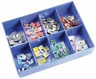 0 x A, x A, 0 x 4 A, x 5 A, 0 x 7,5 A, 0 x 0 A, 0 x 5 A, 0 x 0 A, 4 x 5 A ja 0 x 0 A. Mitat 64 x 6 x 7 mm. Tuotekoodi 70-8-060000 Sulakelajitelma Sulakelajitelma, yht. 60 sulaketta.