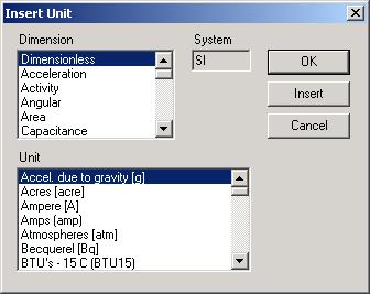 Aalto-yliopisto Mathcad-opas 23/39 Insert Unit -valintaikkuna Valitse Insert-menusta Unit : 30000kg+1.2* Valitse Dimension-listasta "Mass".