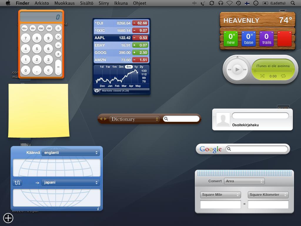 36 Toinen Timeon kehitysidea on kehittää Timeosta yksinkertainen Macin OS X- käyttöjärjestelmän Dashboard-widgetti.