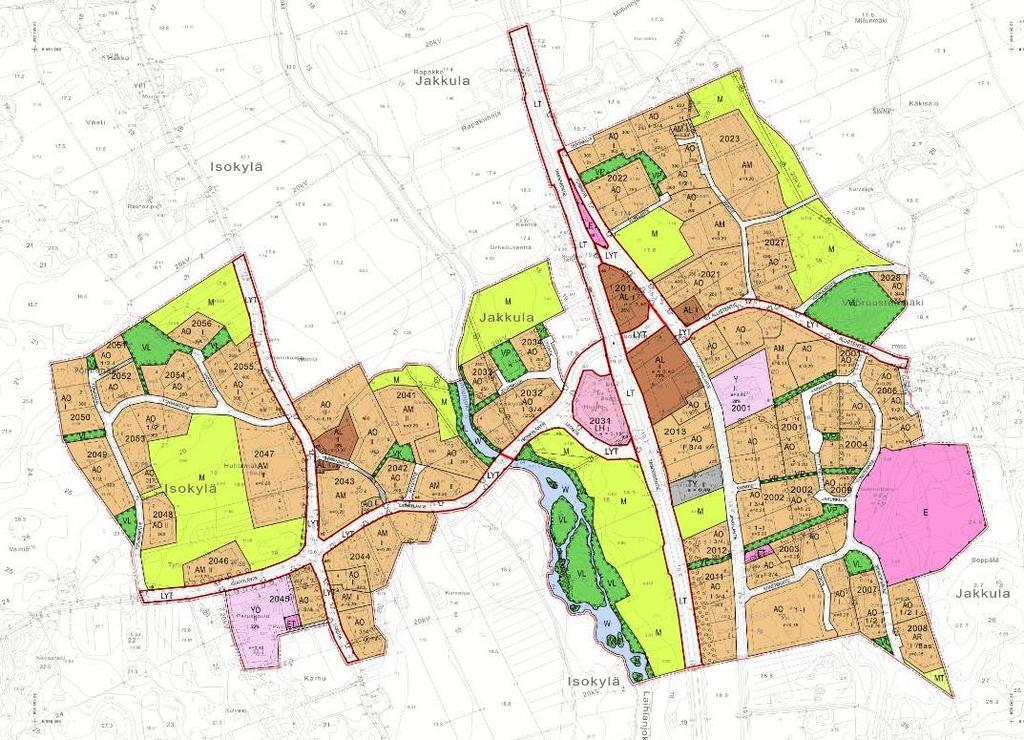 Lähin asemakaavoitettu alue sijaitsee noin 3 km etäisyydellä idässä, jossa sijaitsevien