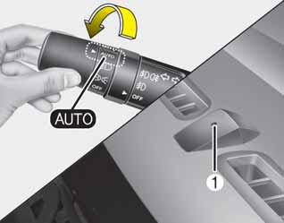 Autosi ominaisuudet OTA040051E Automaattinen valokytkentä (mikäli varusteena) Kun valokatkaisija on AUTO -asennossa, ajo- ja seisontavalot kytkeytyvät tai sammuvat automaattisesti ulkoilman