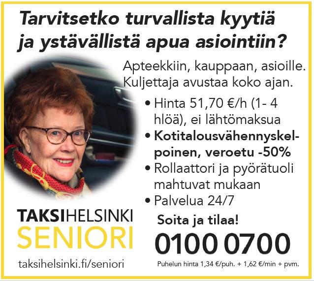 Taksi Helsinki Seniori-asiointipalvelujen markkinointikampanja on alkanut tänään Markkinointikampanjan kesto on noin 3 viikkoa.