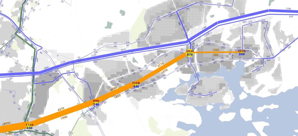 Metroyhteyden nopeutuminen noin 0,3 minuutilla ja hivenen suuremmat asukas- ja