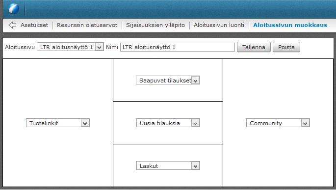 Näin suoraan LTR:ään kirjautumisen jälkeen nähdään esimerkiksi suoraan Ostolaskujen kierrätyksen avoimet tehtävät ja viimeisen viikon uuden tilaukset.