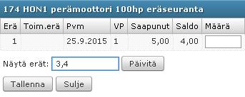 Online varasto (Nova) Online varaston inventointiin on lisätty kenttiä inventointilistan valintaan ja laskentaan.