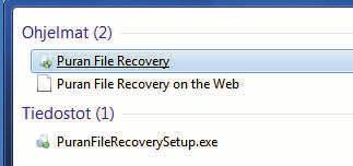 Kirjoita Puran File Recovery ja napsauta linkkiä.