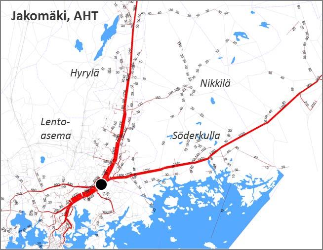 Kehä I:n liittymässä osa aamuliikenteestä erkanee Kehä I:n kautta lännen ja idän suuntiin. Merkittävin liikennevirta suuntautuu kuitenkin Helsingin keskustan suuntaan.