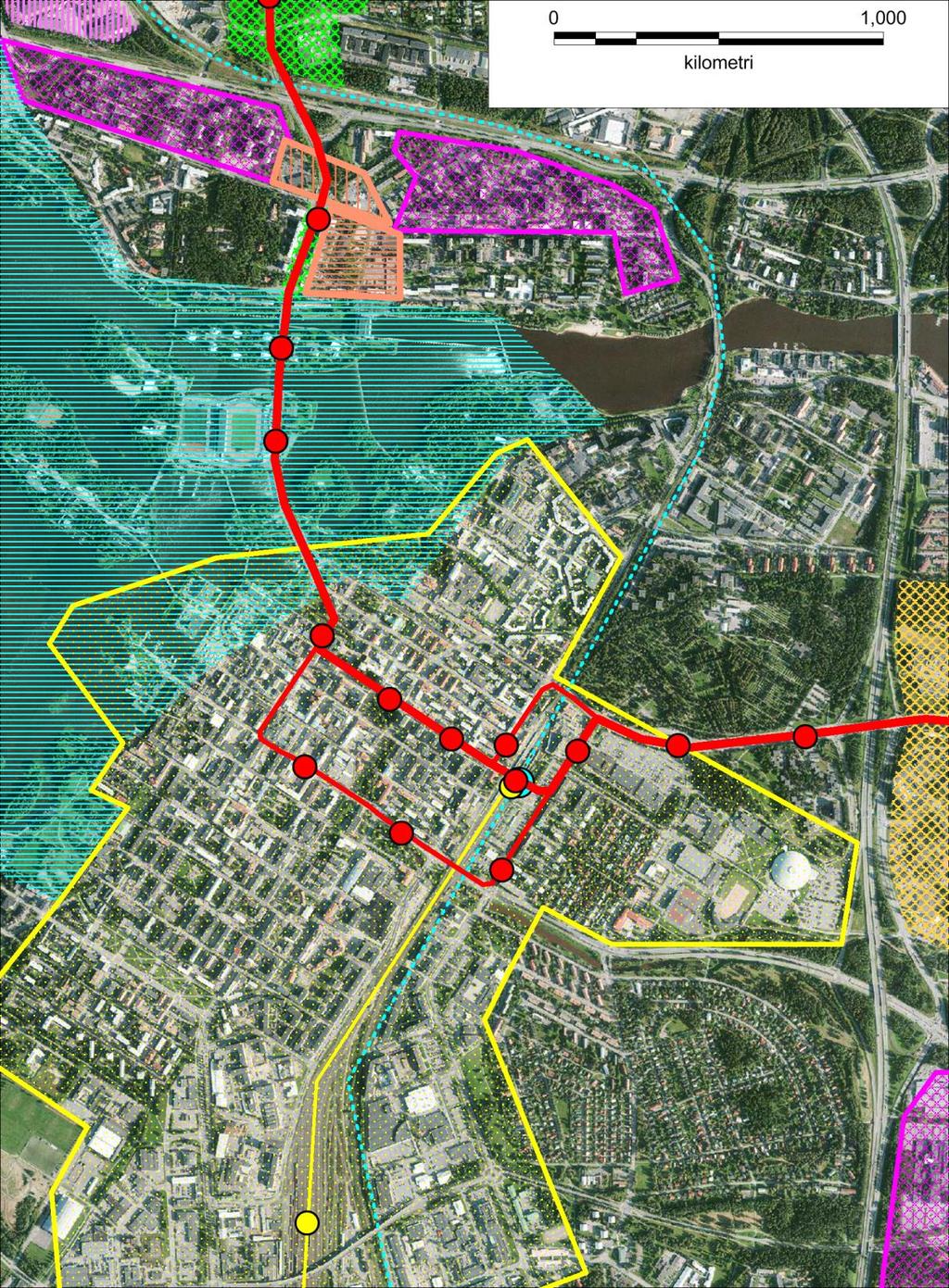 KESKUSTA LIIKENNEYMPÄRISTÖ varautuminen raitiotiehen: kadut, matkakeskus visio kävelykeskustan lisälaajentamisista ja autoliikenteen vähentämisestä (vrt. Tampere ym.