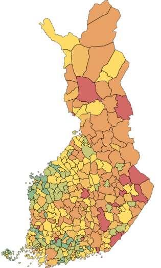 Huono-osaisuus kahdeksalla indikaatto 7-8 indikaattoria > maan keskiarvon 5-6 indikaattoria > maan keskiarvon 4 indikaattoria > maan keskiarvon 2-3 indikaattoria > maan keskiarvon 1 indikaattori >