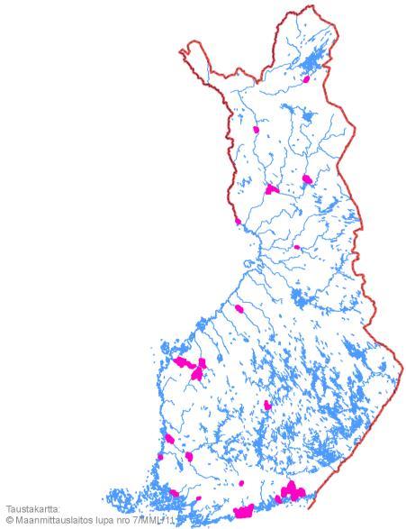 Suomessa 21 merkittävää tulvariskialuetta Nimi Asukkaita Helsingin ja Espoon rannikkoalue 25 000 Loviisan rannikkoalue 500 Huittinen 1 200 Pori 20 000 Salon keskusta 500 Turun, Raision, Naantali ja